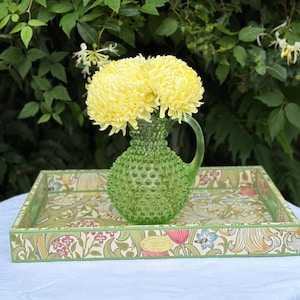 Floral serving platter tray handmade - William Morris Golden Lily Green Red.