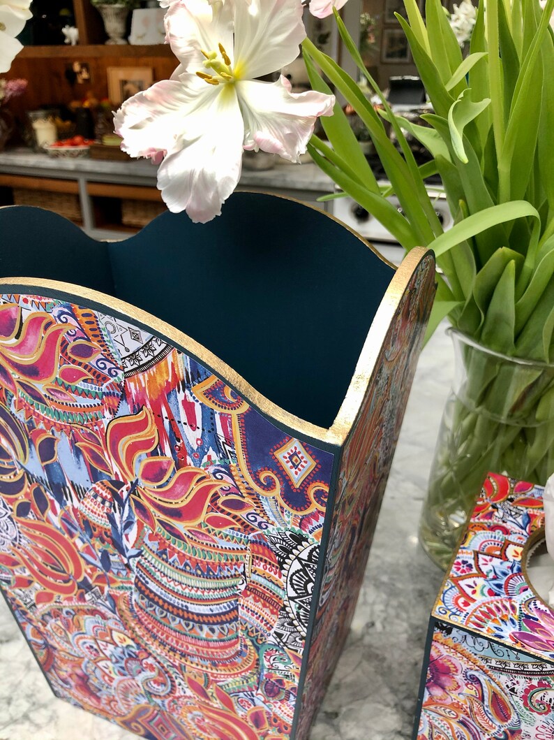 Jaipur Wastepaper Bin & Tissuebox Cover Basket Bedroom Bin Etsy UK