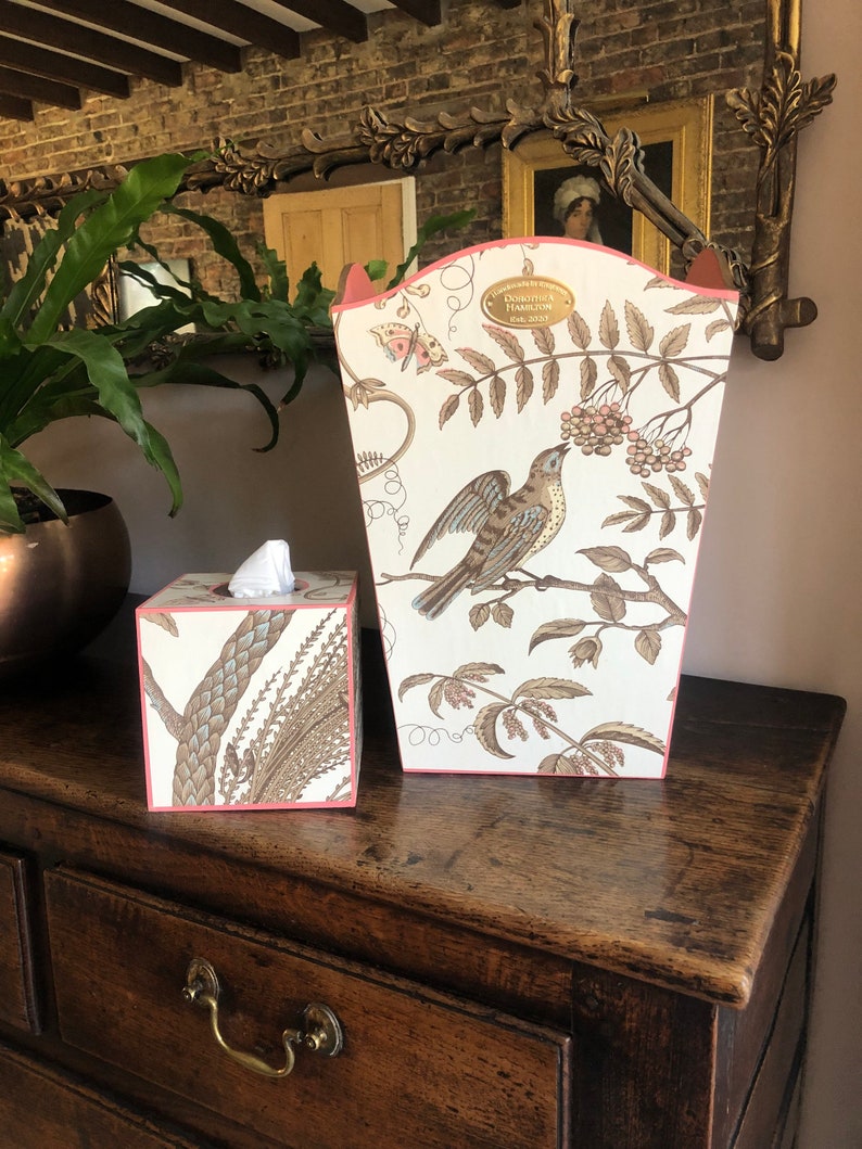 Brunschwig and Fils bird and Thistle Wastepaper Bin & Etsy