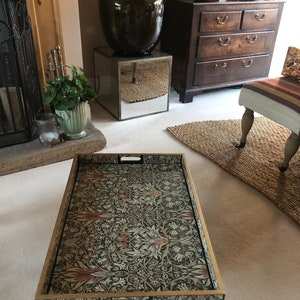 William Morris Snakeshead Tray – Handmade Black Large Ottoman Tray image 8
