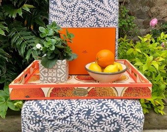 Cole & Son Arance Orange Tray. Large Tray. Breakfast Tray. Coffee table tray. Garden tray. Ottoman tray. Coffee Table Tray