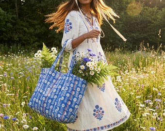 Vintage Kantha Tote Bag | Quilted Tote | Recycled Sari Bag | Handmade Artisan Tote | Sustainable