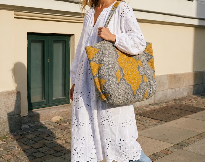 Bohemian Quilted Bag | Vintage Fabric | Upcycled Shoulder Carryall