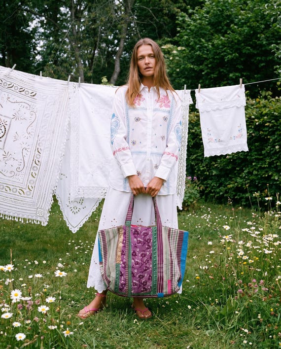 Purple | Vintage Kantha Tote Bag | Boho Patchwork Quilted Cotton Shopper