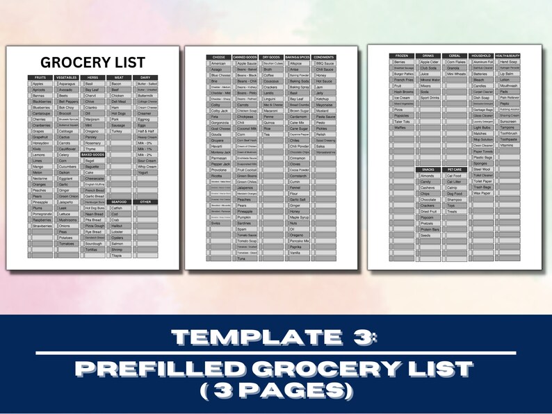 Master Grocery Checklist Printable Shopping List Etsy UK