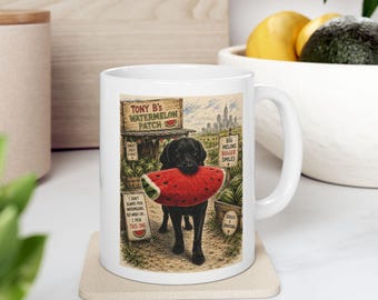 tasse pastèque noire de laboratoire | Tasse à café vintage Farm pour chien