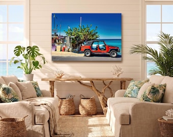 Toile de plage VW Thing | Tortola Bomba Surfside Shack | Décoration côtière Volkswagen