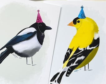 Party Vögel Grußkarten: Wunderliche Tier Geburtstagskarten