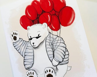 Ballon-Bär-Portrait Grußkarte: Jede Anlass-Karte