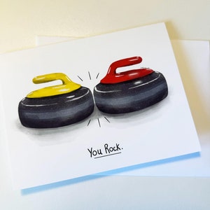 You Rock Curling-Thema Blanko Grußkarte - Curling Karte - Groß für Lockenwickler - Grußkarte für jede Gelegenheit - Curling Rock Karte