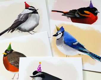 Party Birds - Blank Greeting Cards - Perfect for Special Occasions, Birthdays, Christmas, Holidays, and more! **2024 UPDATE**