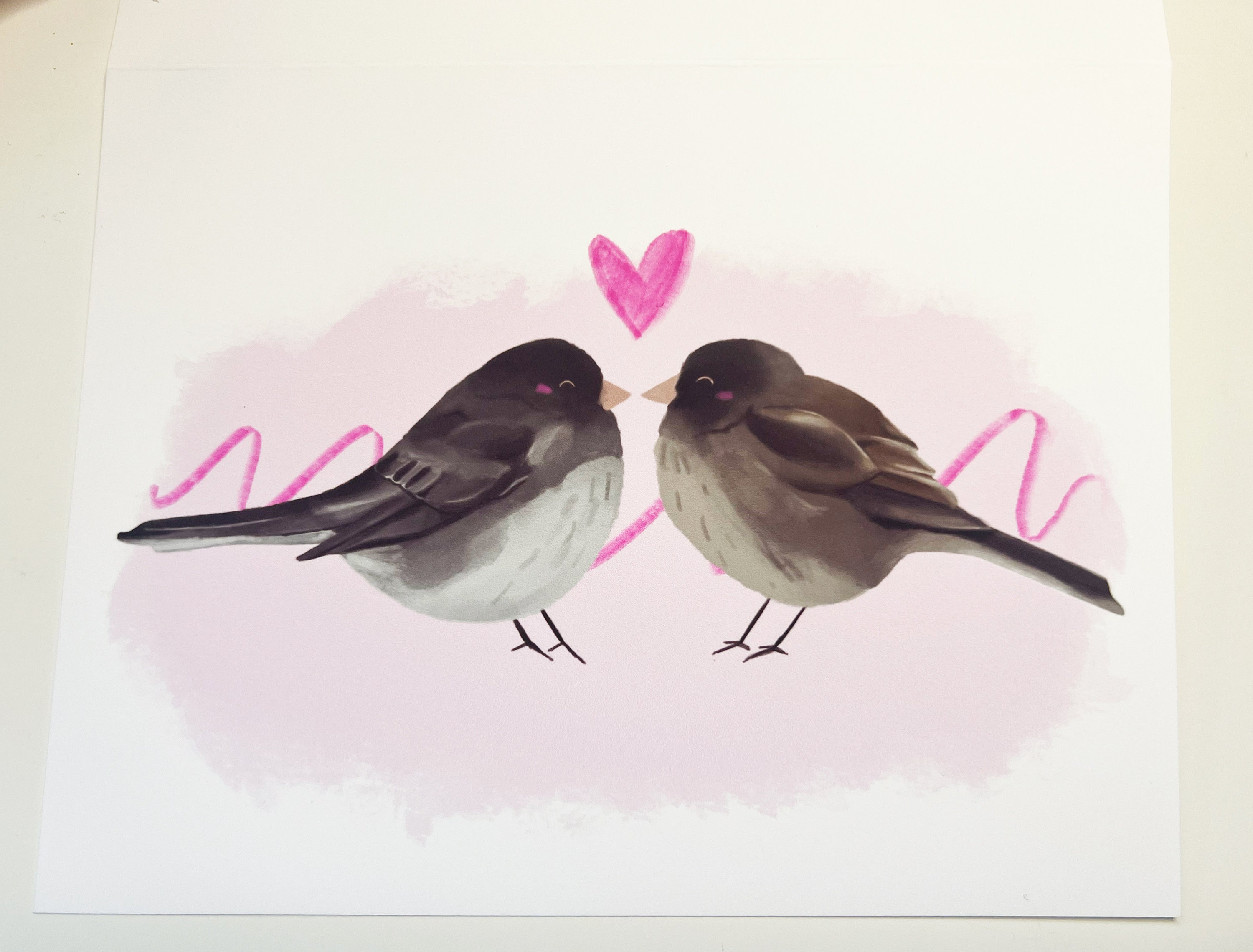 Lovebird Juncos - Valentine's Birds - Blank Greeting Cards - Valentine's Day - Anniversary Card - Blank Valentine's Card - Blank Anniversary