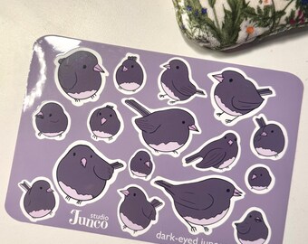 Dark-Eyed Juncos Aufkleberbogen | Bezauberndes illustriertes Vinyl-Aufkleber