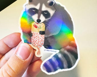 Shawarma Waschbär Holographischer Aufkleber - Toronto Nachtleben