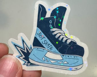 Holographischer Hockey Skate Aufkleber - wasserfester Vinyl Aufkleber