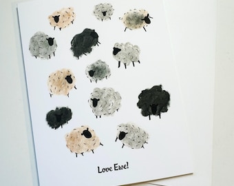 Love Ewe Schaf Portrait Grußkarte - Jeder Anlass