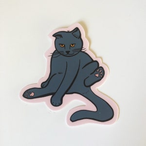Le chat bleu ciel - Sticker chat en vinyle - Chat Scottish Fold - Stickers mignons pour ordinateur portable - Stickers illustrés