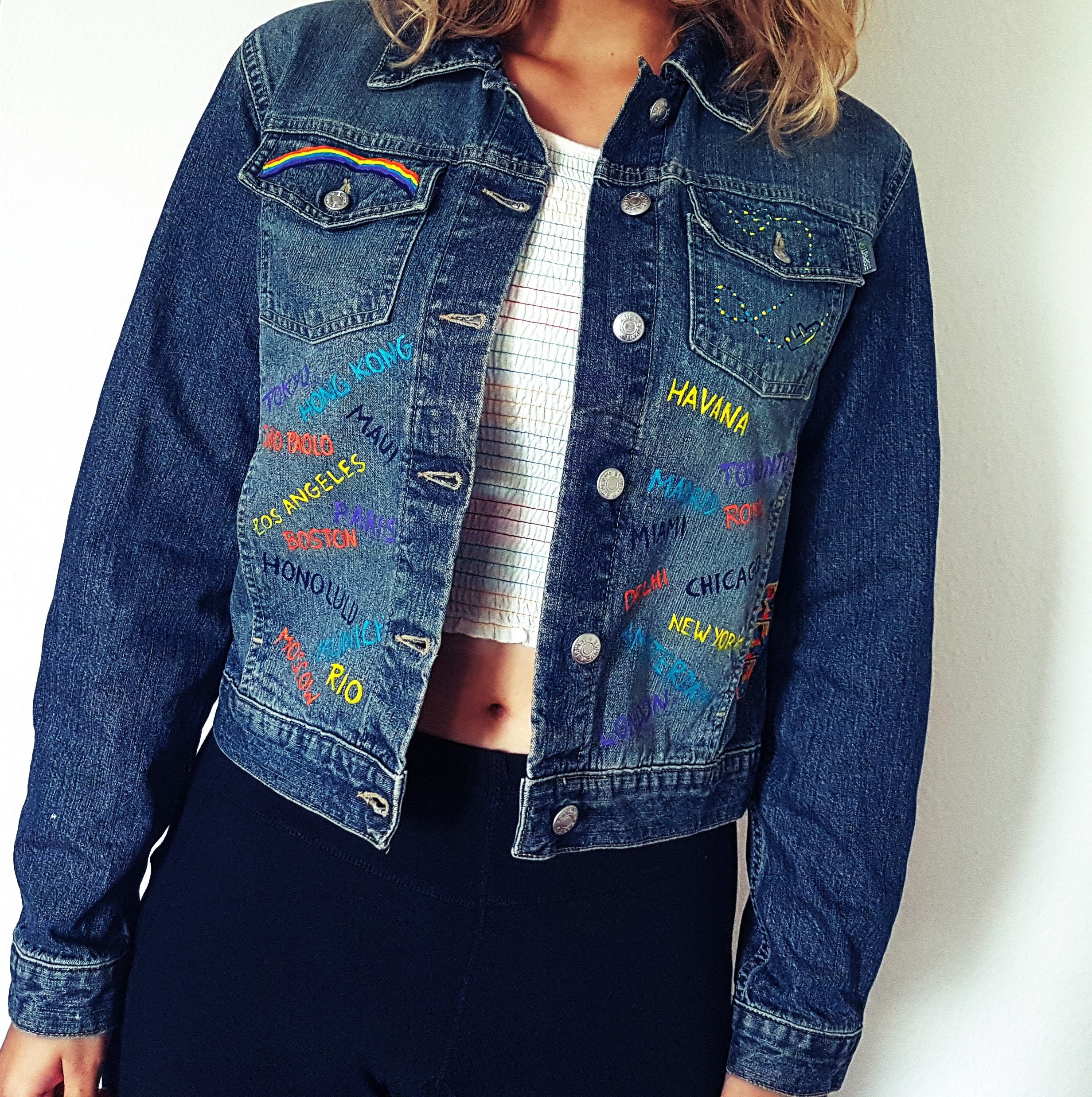 Hippie Jeansjacke Denim Jacket for Travellers Wanderlust Etsy UK