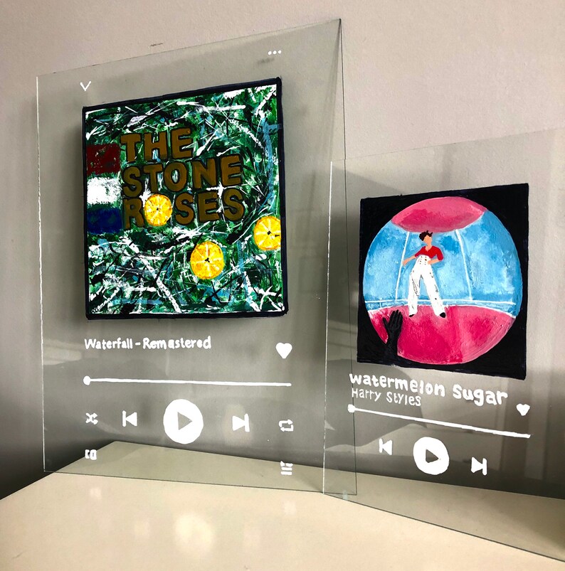 Custom album cover glass prints/ hand painted album covers on | Etsy