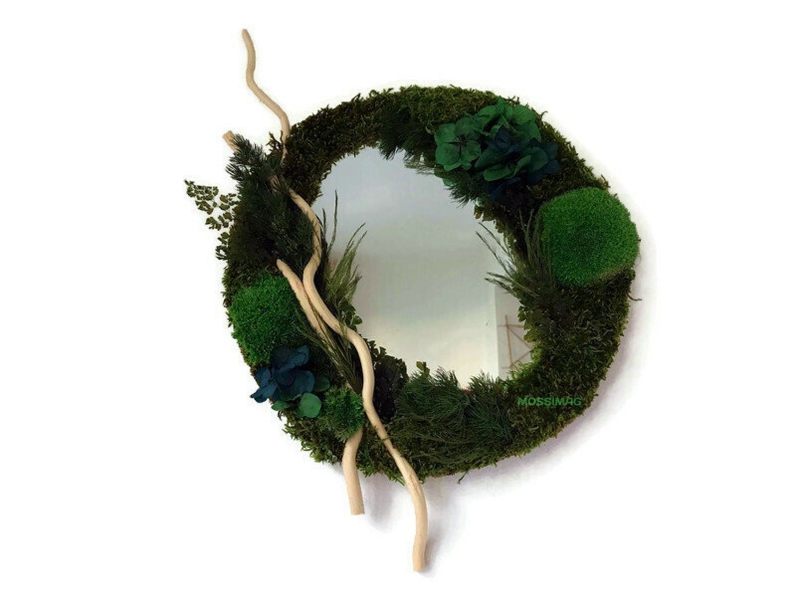 Mirror moss wall art mirror with plants personalized Etsy