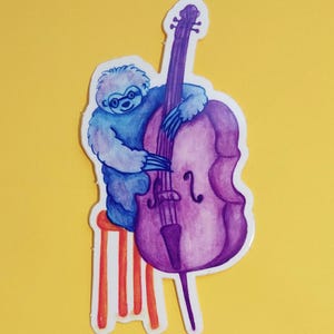 Die Cut Glossy Vinyl Bass Sloth Sticker