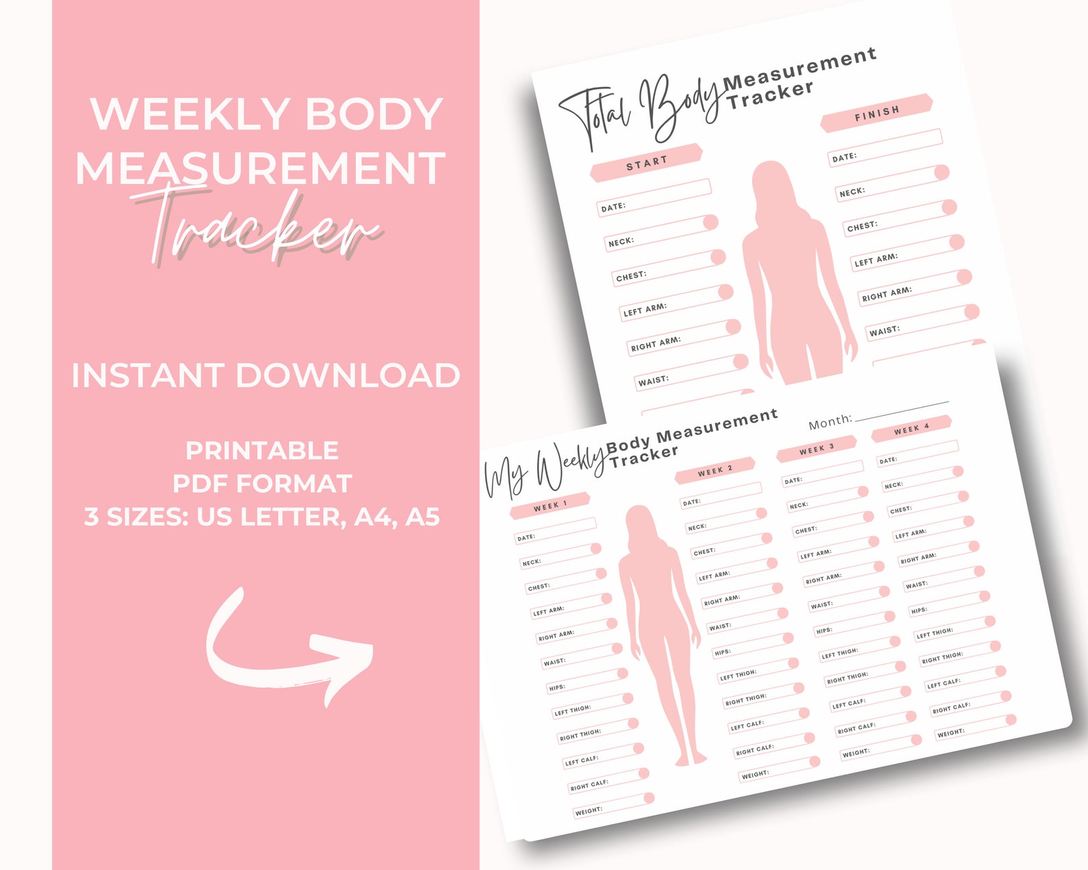 Weekly Body Measurement Tracker Printable Womens Track 11 - Etsy