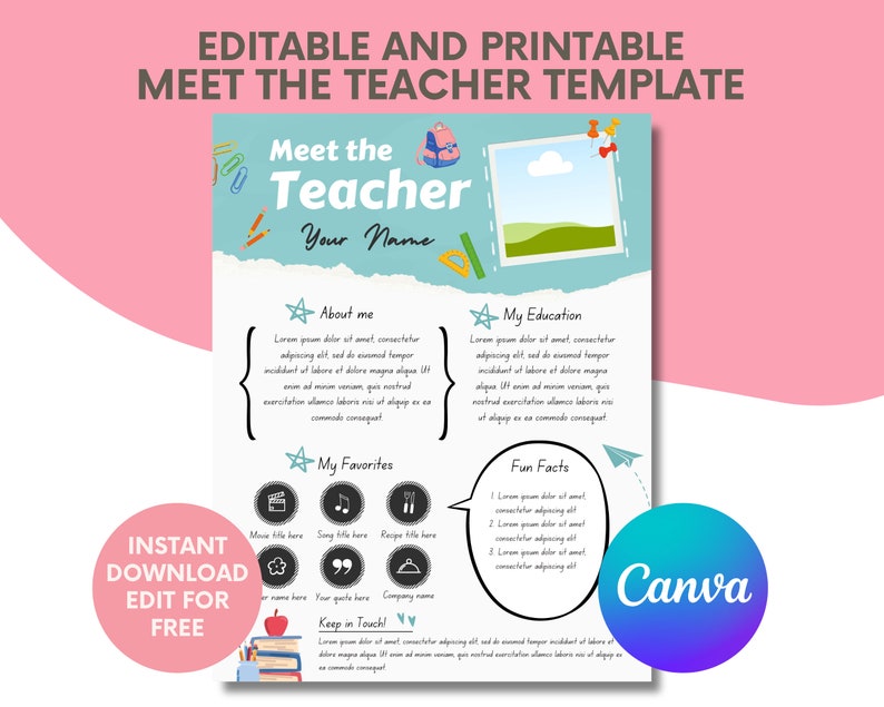 Editable Meet the Teacher Template Modern Minimal Personalize in Canva ...