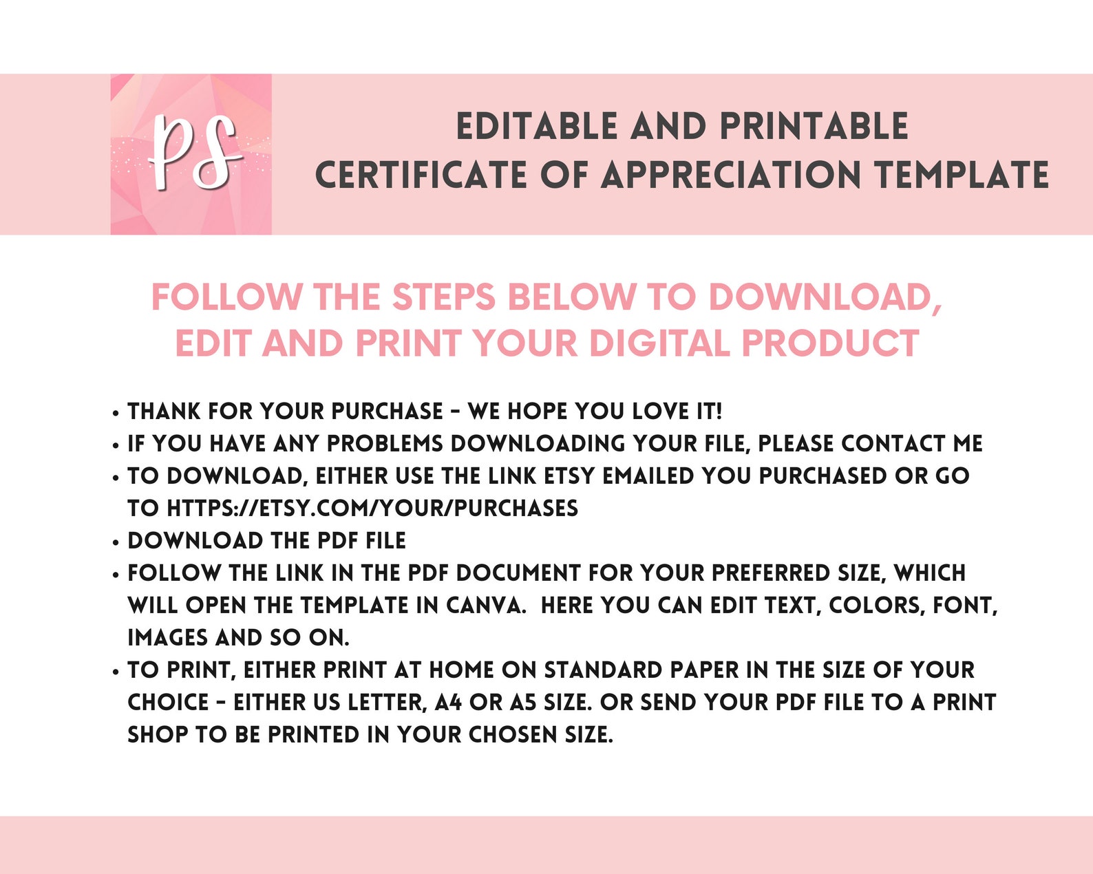 Certificate of Appreciation Template Editable Printable in Size 8.5" X ...