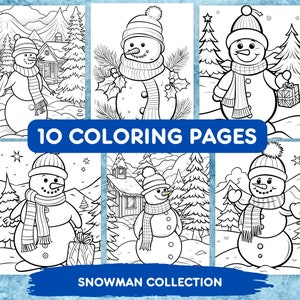 Printable Snowman Coloring Pages - For Kids or Adults - Printable Christmas Coloring PDF - Winter Christmas Snowman - Coloring Sheets - Cute