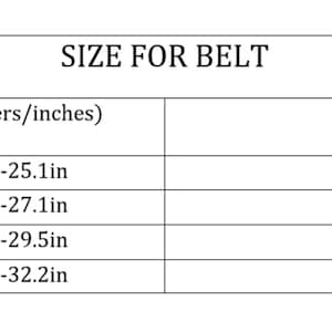 K&ouml;nnte beinhalten: Eine Gr&ouml;&szlig;entabelle f&uuml;r G&uuml;rtel mit Taillenma&szlig;en in Zentimetern und Zoll. Die Gr&ouml;&szlig;en reichen von XS bis L, mit Taillengr&ouml;&szlig;en von 60 cm bis 82 cm (23,6 Zoll bis 32,2 Zoll).