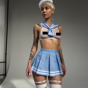Gestreifte Sailor-Kostüm-Set, Rollenspiel Sailor-Kostüm-Set, Cosplay Sailor Lingerie, Sexy Sailor Kostüm, Sexy Kostüm, Rollenspiel-Kostüm