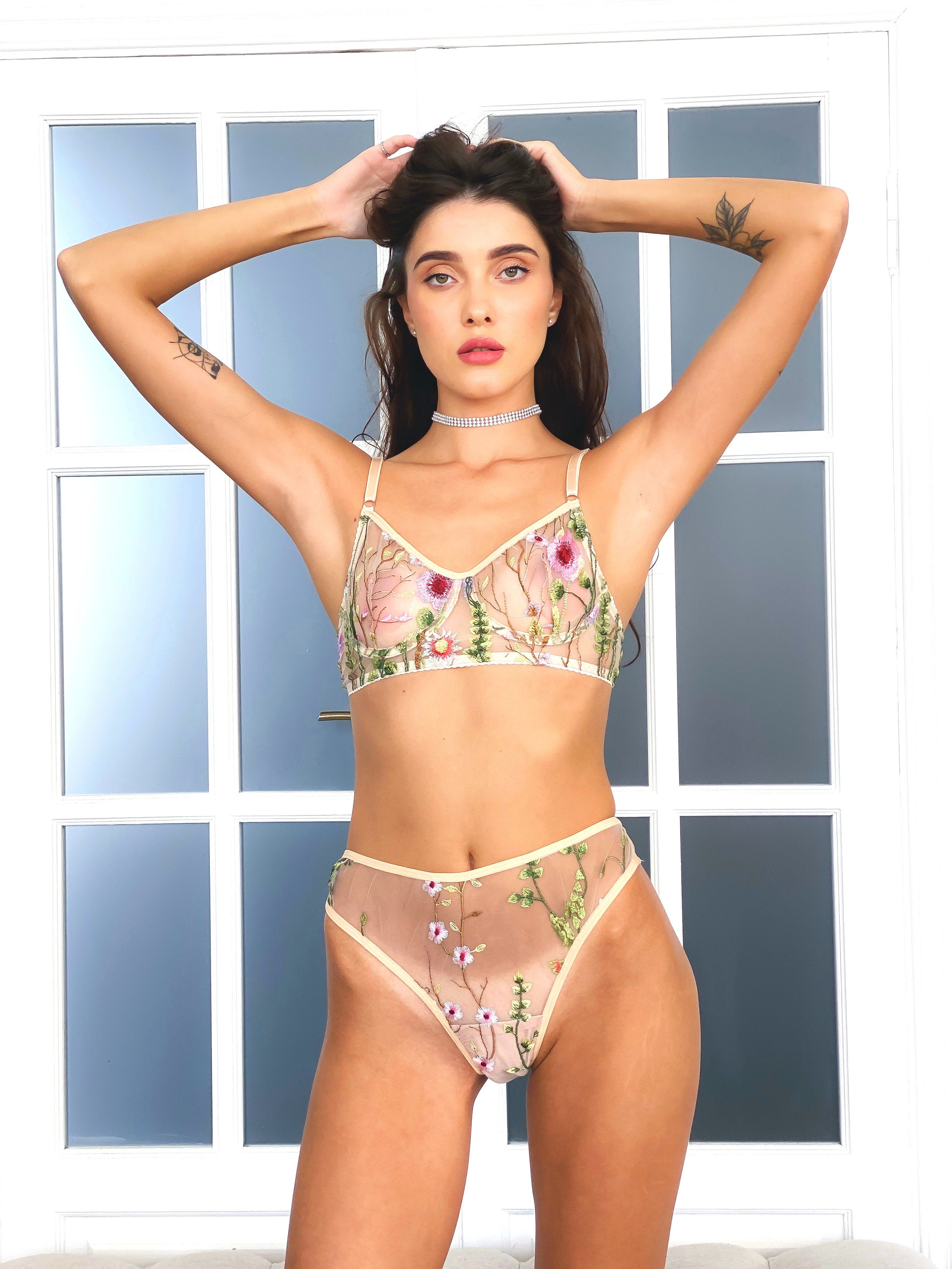 Embroidered lingerie Flower Lingerie Cute lingerie for Etsy