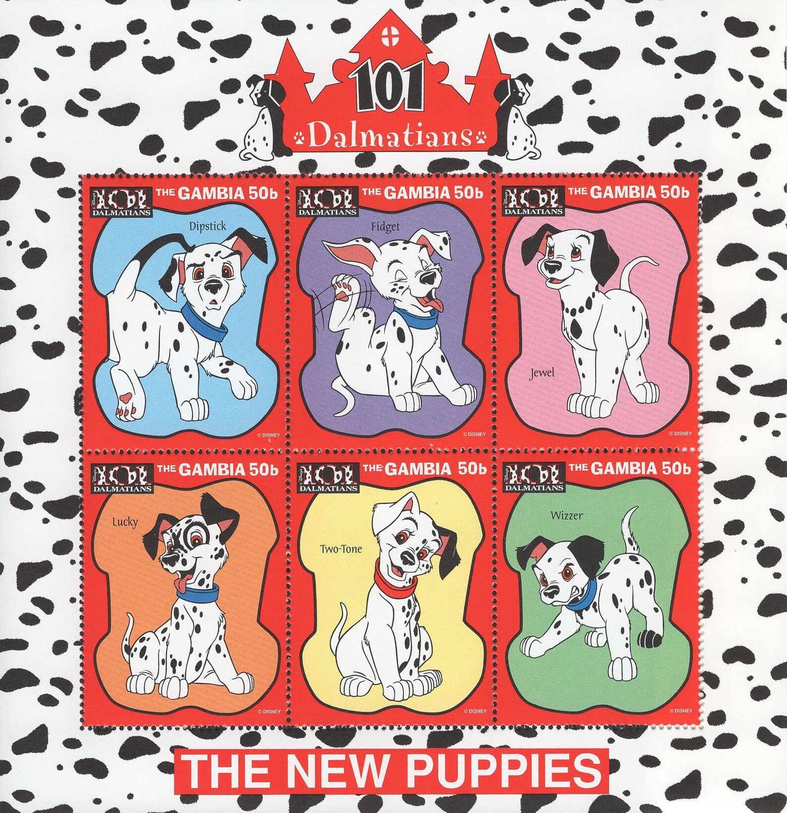Nom Des Chiots Dans Les 101 Dalmatiens 101 Dalmatiens Nouveaux Chiots Feuille souvenir de 9 Timbres | Etsy