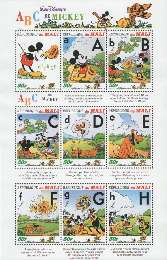Mali Disney Abc Of Mickey 1 A H Souv Sheet Of 9 Stamps Mint Etsy Mali Disney Abc Of Mickey 1 A H Souv Sheet Of 9 Stamps Mint Etsy