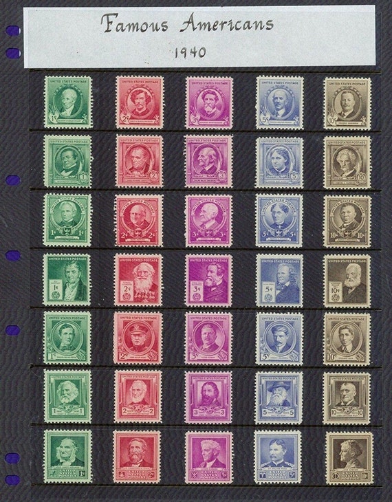 USA Stamps 1940 Famous American Series Complete Set of 35 Etsy