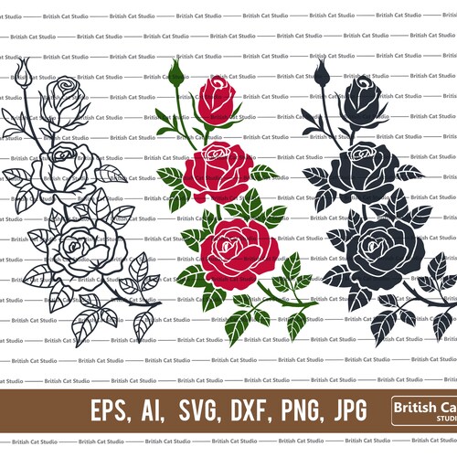 Roses SVG Flower SVG SVG Cut Files Rose Bundle Svg Etsy