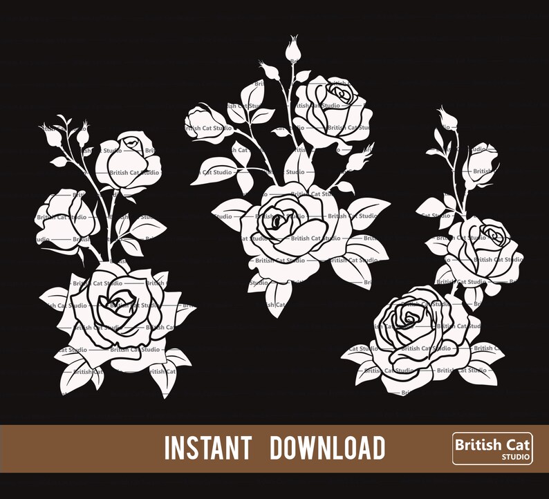 Download Rose svg Bundle Flower Svg Rose Cut file Roses Template | Etsy