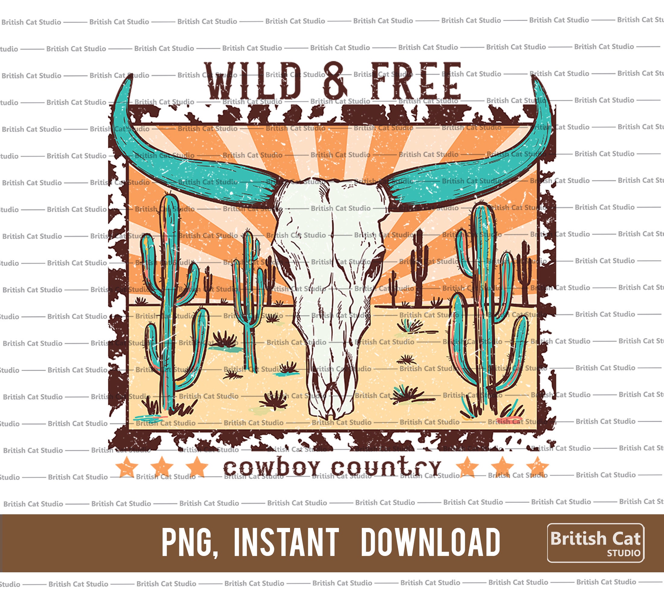 Cow Skull Png Sublimation Design Download Western Png Bull | Etsy