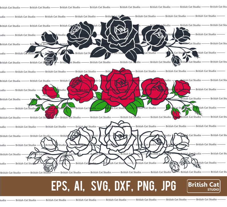 Download Rose Border svg Png Dxf Rose Bundle Svg Png Rose Cricut | Etsy