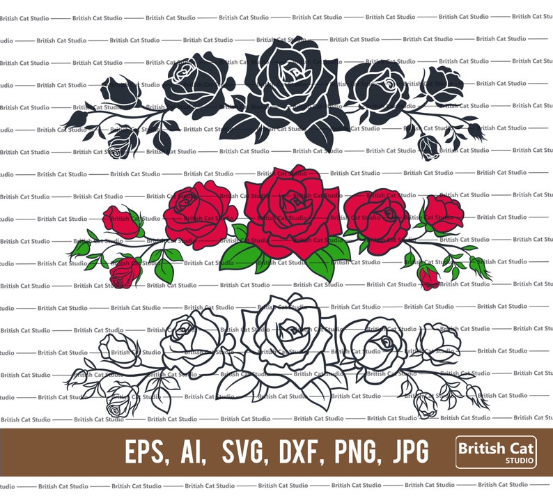 Download Rose Border svg Png Dxf Rose Bundle Svg Png Rose Cricut | Etsy