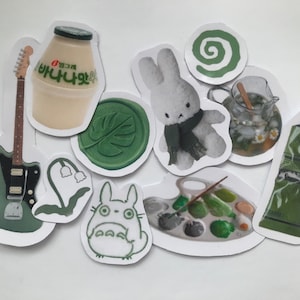 Salbei grün miffy Bananenmilch ghibli mein Nachbar Totoro Aesthetic Sticker Pack glänzende Vinyl Aufkleber
