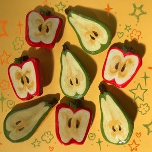 Apples and Pears ceramic pins