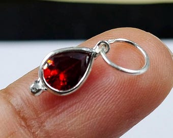 Sterling Silver Pear Cut Garnet Pendant, January Birthstone Charm