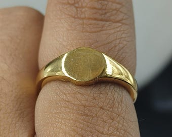 Gold Fill zegelring, gepersonaliseerde sterlingzilveren pinkring