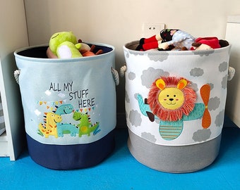 Baby Laundry Basket Foldable Nursery Room Toy Storage Bucket Picnic Dirty Clothes Basket Box Canva Organizer Cartoon Hampers