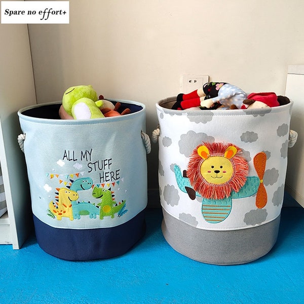 Baby Laundry Basket Foldable Nursery Room Toy Storage Bucket Picnic Dirty Clothes Basket Box Canva Organizer Cartoon Hampers