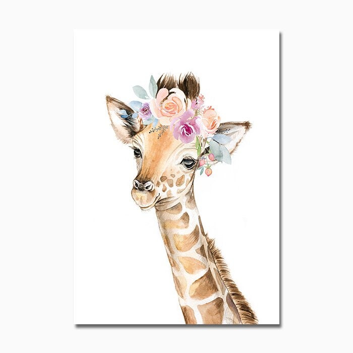 Flower Baby Animal Canvas Poster Nursery Kids Baby room Etsy