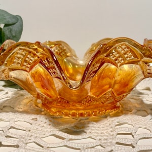 Vintage Imperial Glass Fluted Marigold Carnival Glass Bowl