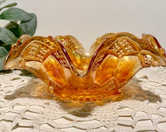 Imperial Glass Fluted Marigold Carnival Glass Bowl