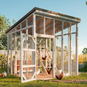 DIY Walk-In Chicken Run Plans – Large Predator-Proof Outdoor Coop Enclosure with Slanted Roof